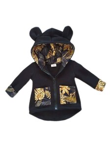 ZuMa Style Chlapčenská prechodná bunda čierna so zlatými listami - 68, Čierna