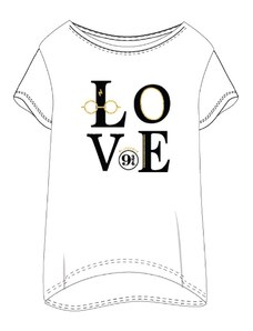 E plus M Dámske dlhé bavlnené tričko na spanie / nočná košeľa Harry Potter - LOVE - 100% bavlna - biele