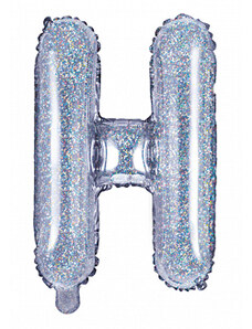 PartyDeco Fóliový balón Mini - Písmeno H 35 cm holografický