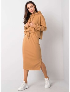 Basic Béžovo-hnedá bavlnená súprava s 3/4 sukňou