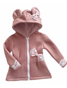 ZuMa Style Dievčenská bunda prechodná ružová s kapucňou a čipkou - 116, Ružová