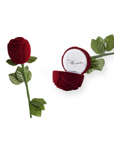 JKBOX Zamatová krabička ruža z lásky na prsteň alebo napichovacie náušnice IK024