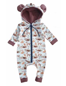 ZuMa Style Overal pre bábätká chlapčenský farebný s kapucňou - vzor zvieratká - 98, Biela