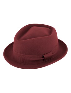 Fiebig - Headwear since 1903 Trilby klobúk vlnený Fiebig - bordová s bordovou stuhou - Diamond Woolfelt