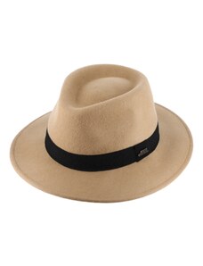 Fiebig - Headwear since 1903 Cestovný nekrčivý klobúk vlnený od Fiebig - béžový s čiernou stuhou
