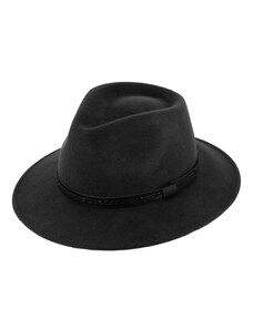 Fiebig - Headwear since 1903 Cestovný klobúk vlnený od Fiebig - čierny s koženou stuhou - širák