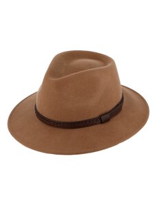 Fiebig - Headwear since 1903 Cestovný klobúk vlnený od Fiebig - béžový s koženou stuhou - širák