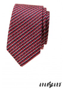 Červená slim kravata s modro-bielym vzorom Avantgard 571-62399