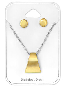 all4Silver Oceľový náhrdelník zlatá sada M30132-A4S