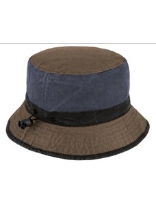 Fiebig - Headwear since 1903 Voľnočasový legendárny bucket hat od Fiebig 1903 - hnedomodrý - vypraná bavlna