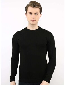 BASIC Čierny pánsky tenký pletený sveter TIK-K21-0094-black
