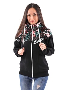 Barrsa Dámska softshell bundomikina s kapucňou na zips Barrs Double Soft Script Black/Flowers/Fuxie