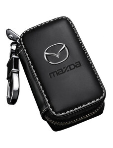 Kľúčenka na Autokľúč MAZDA. Kožené bezpečnostné puzdro na kľúče od auta diaľkové centrálne zamykanie.