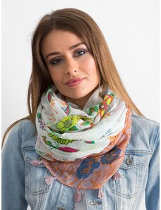 Fashionhunters White scarf with floral print