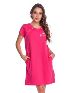 Doctor Nap Dámska nočná košeľa s vreckami, ružová na dojčenie veľ. XL