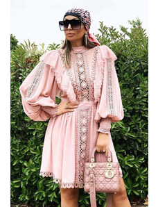 Luxusné dámske šaty čipkované BABYLON – farba ružová