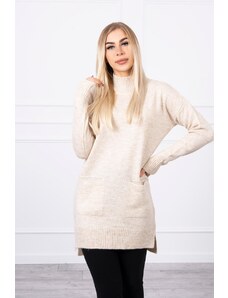 Kesi Sweater with stand-up collar beige