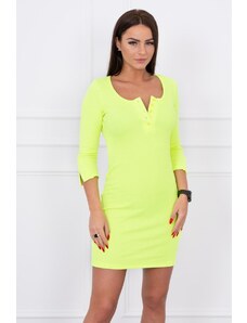 Kesi Dress with button-neck yellow neon color