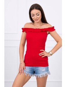 Kesi Red blouse with ruffles over the shoulder