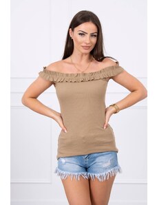 Kesi Blouse without shoulders with camel ruffles