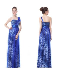 Ever Pretty safírové tmavě modré spoločenské šaty tygrované na jedno rameno