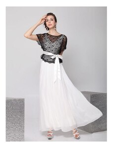 Ever Pretty černo-biele dlouhé spoločenské šaty pro matku nevěsty