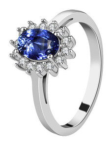 Emporial strieborný rhodiovaný prsteň Zafírová elegancia MA-R0408-SILVER-BLUE