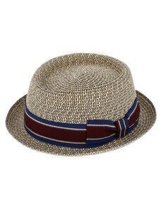 Fiebig - Headwear since 1903 Modrý porkpie klobúk od Fiebig - dvojfarebná stuha