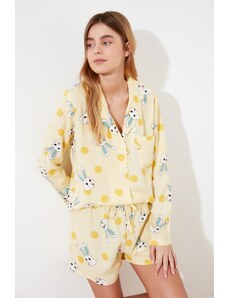 Trendyol Collection Súprava tkaného pyžama z viskózy so žltým zajačikom