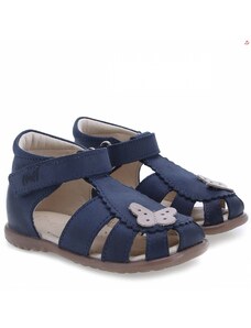 Detské kožené sandálky EMEL E2183-16 Modrá s motýlikom