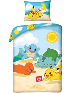 Halantex Bavlnené posteľné obliečky Pokémoni - motív Hano beach - 100% bavlna - 70 x 90 cm + 140 x 200 cm