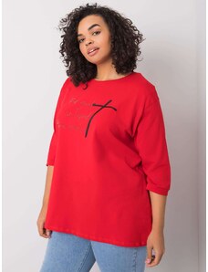 Fashionhunters Red blouse with rhinestone inscription