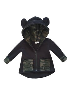 ZuMa Style Chlapčenská prechodná bunda čierna so vzorom CAMO - 80, Čierna