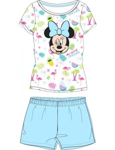 E plus M Letné dievčenské bavlnené pyžamo s krátkym rukávom Minnie Mouse - modré