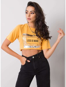 Basic Less is more žlté dámske trblietavé tričko