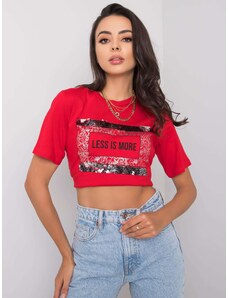 Basic Less is more červené dámske trblietavé tričko