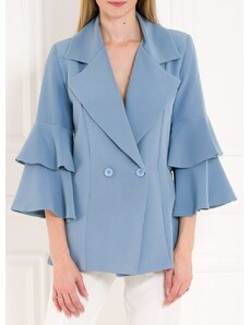 Glamorous by Glam Dámske sako s volánovými rukávmi - svetlo modrá