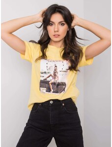 Fashionhunters Yellow T-shirt with patches