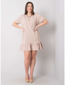 BASIC Béžové šaty s volánom RV-SK-6328.87P-beige