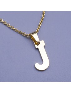 Pfleger Moderné prívesok v tvare písmena "J" z pozlátenej chirurgickej ocele