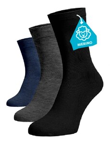 Benami Zvýhodnený set 3 párov MERINO vysokých ponožiek - mix farieb