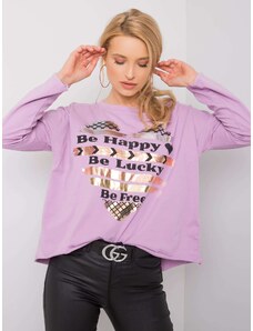 Fashionhunters Purple cotton blouse with print