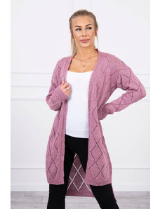 MladaModa Kardigánový sveter s perforovaným vzorom model 2020-4 fialový