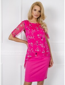 NUMERO Dámske ružové šaty s kvetinami NU-SK-1338.04-dark pink