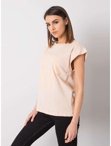 Fashionhunters Peach T-shirt with print Ciara RUE PARIS