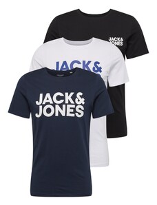 JACK & JONES Tričko námornícka modrá / enciánová / čierna / biela