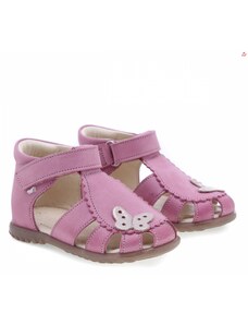 Detské kožené sandálky EMEL E2183-23 ružová s motýlikom