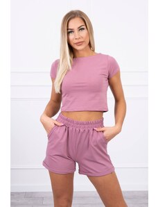 Kesi Cotton set with dark pink shorts