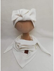 ZuMa Style Detská čiapka a šatka - dievčenský set bielej farby - 3-8rokov, Biela