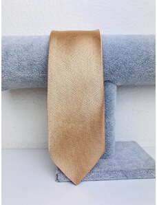 Webmoda Pánska hnedo-béžová saténová úzka kravata